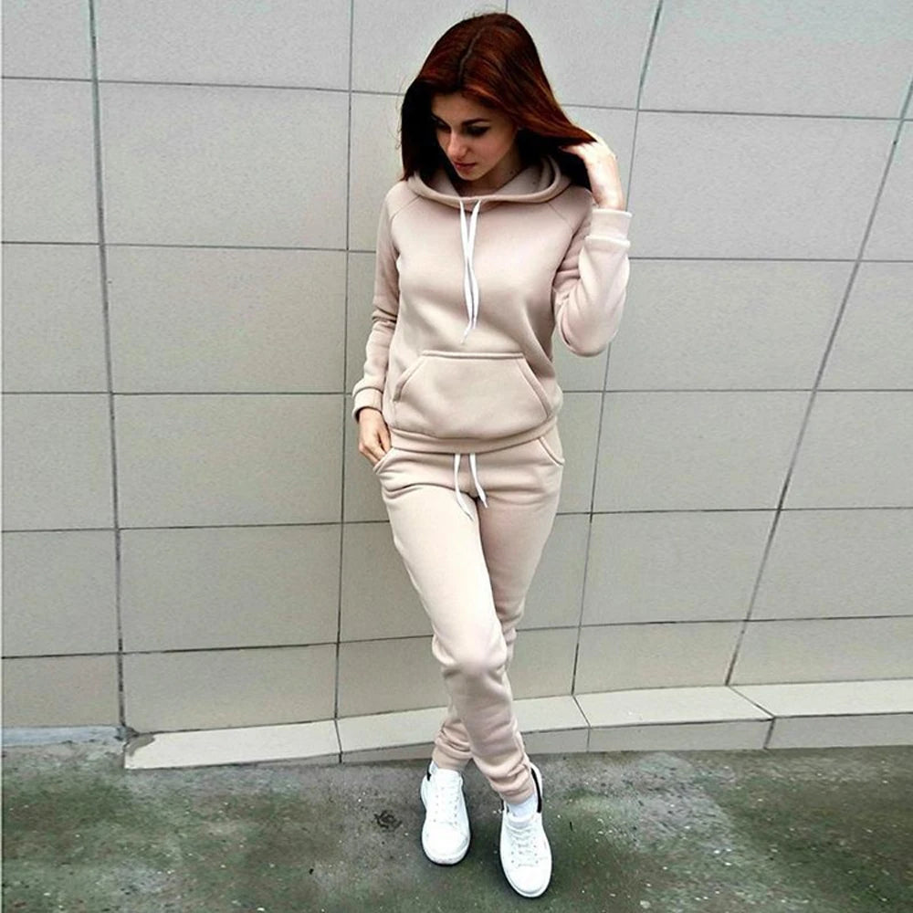 Nouvelle mode femme ensemble sweat à capuche, pull à manches longues, ensemble de sport 2 pièces (S-4XL)