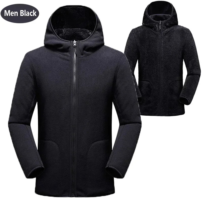 Hoodie unisexe réversible en polaire/corail pour l'hiver, sweat à capuche chaud, coupe-vent, style pull pour femmes, veste en flanelle confortable et élégante.
