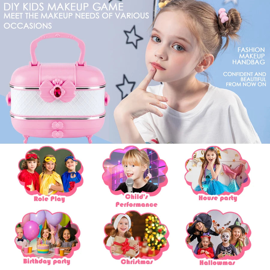 Kit de Maquillage Lavable pour Enfants - Set de Maquillage Réel pour Filles, Kit de Maquillage pour Petites Filles et Enfants.