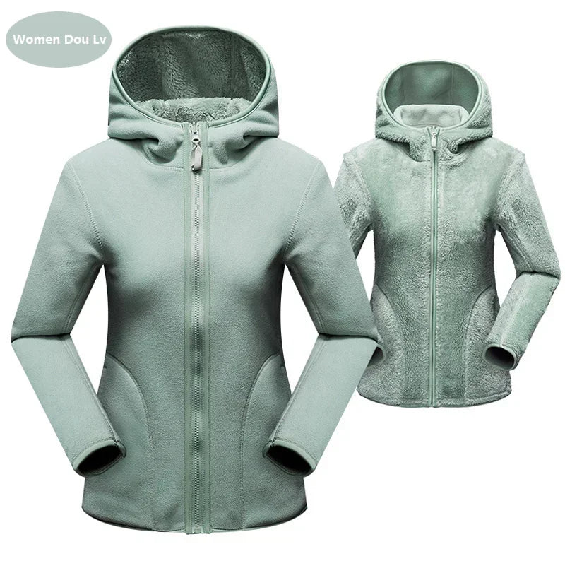 Hoodie unisexe réversible en polaire/corail pour l'hiver, sweat à capuche chaud, coupe-vent, style pull pour femmes, veste en flanelle confortable et élégante.