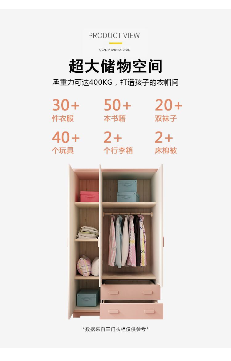 Armoire pour enfants – Meuble de rangement avec étagères, cintres et organisateur pour chambre à coucher