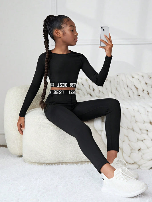 Fille Legging & T-Shirt De Sport À Lettres