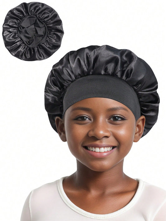 1 Pièce Casquette De Bonnet À Large Bord Uni Pour Enfants Avec Élastique, Protection Confortable Des Cheveux