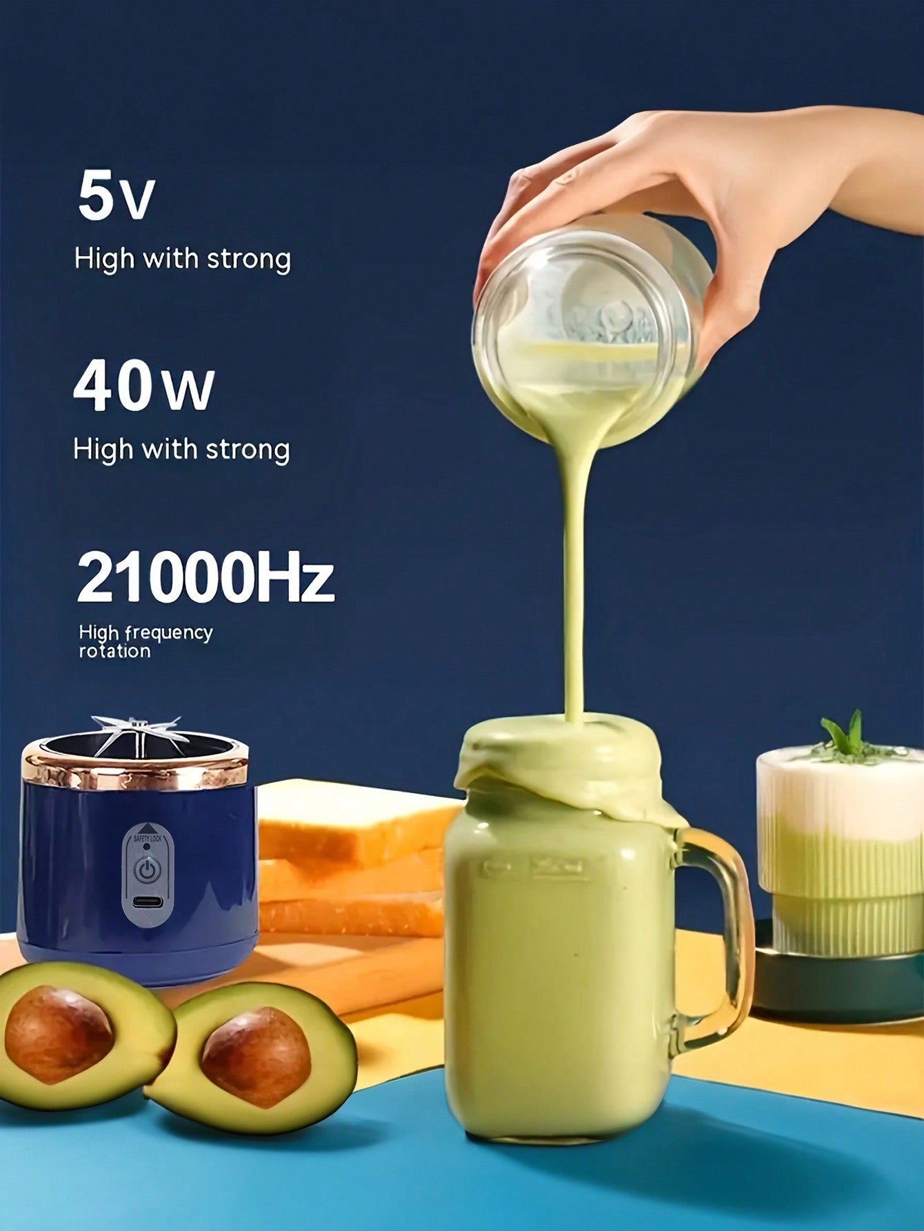 1 pièce 400ml Portable sans fil Juicer électrique, Mini Juicer à fruits USB C rechargeable avec 6 lames et double tasse, mixeur de tasse de jus multifonctionnel, parfait pour les légumes, les fruits et les milkshakes