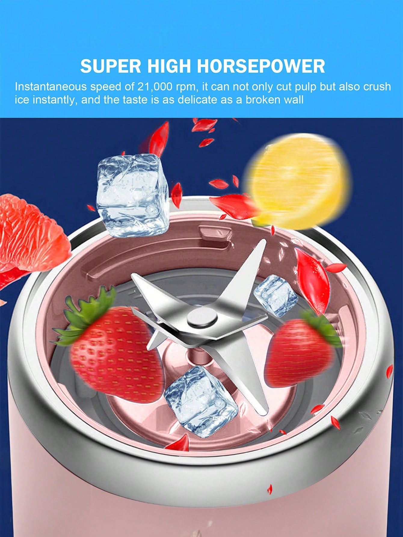1 pièce 400ml Portable sans fil Juicer électrique, Mini Juicer à fruits USB C rechargeable avec 6 lames et double tasse, mixeur de tasse de jus multifonctionnel, parfait pour les légumes, les fruits et les milkshakes