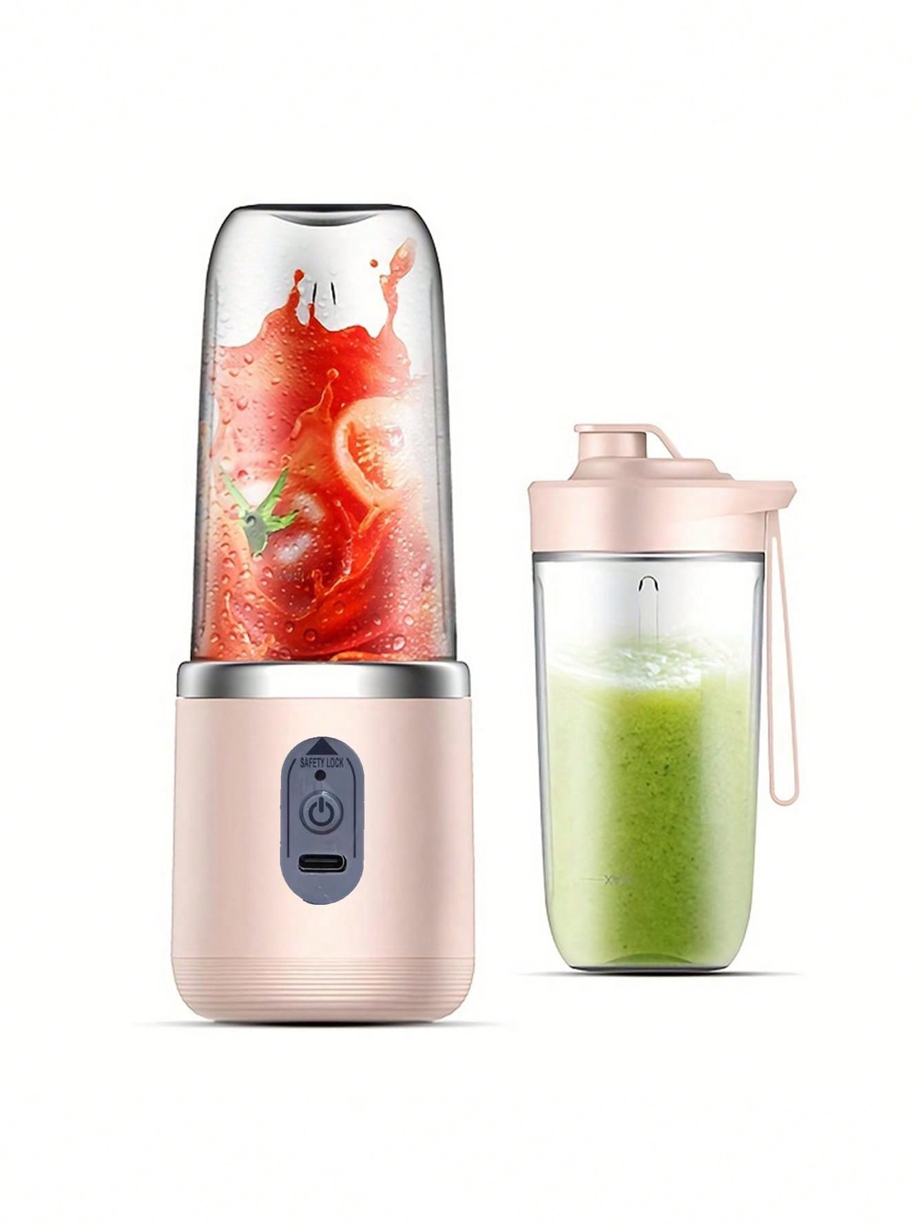 1 pièce 400ml Portable sans fil Juicer électrique, Mini Juicer à fruits USB C rechargeable avec 6 lames et double tasse, mixeur de tasse de jus multifonctionnel, parfait pour les légumes, les fruits et les milkshakes