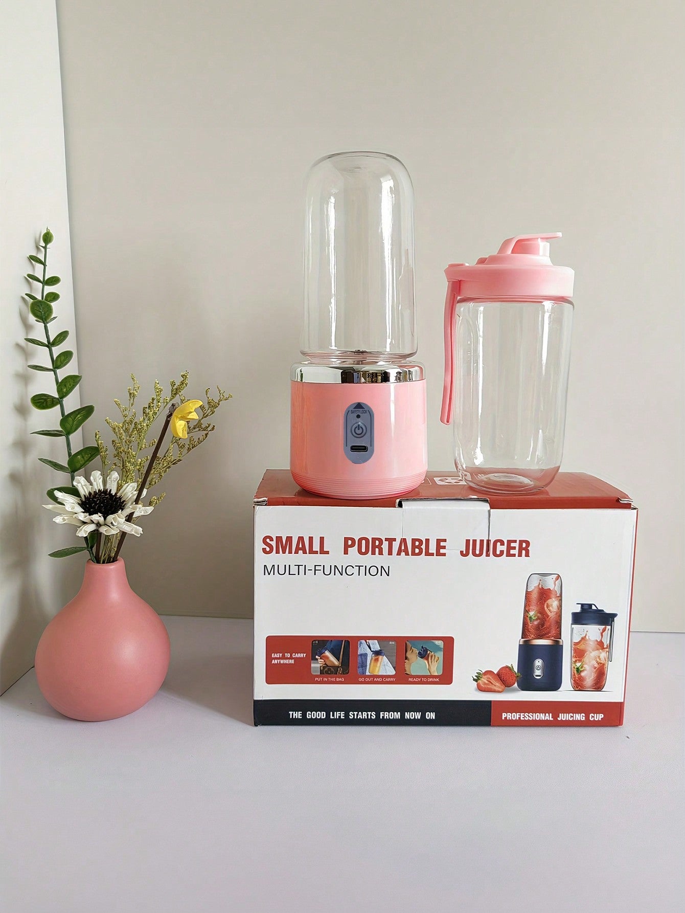 1 pièce 400ml Portable sans fil Juicer électrique, Mini Juicer à fruits USB C rechargeable avec 6 lames et double tasse, mixeur de tasse de jus multifonctionnel, parfait pour les légumes, les fruits et les milkshakes