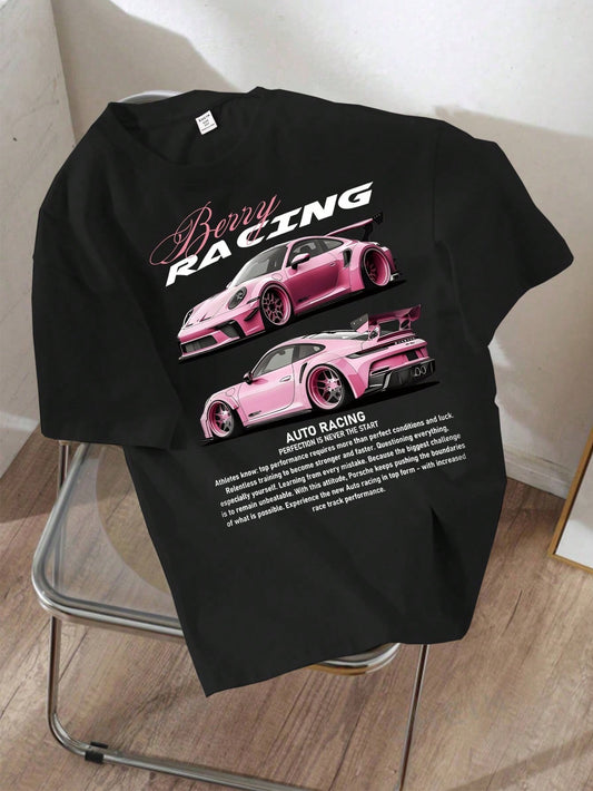T-shirt décontracté à manches courtes pour garçon préado avec slogan d'été et imprimé, col ras-du-cou