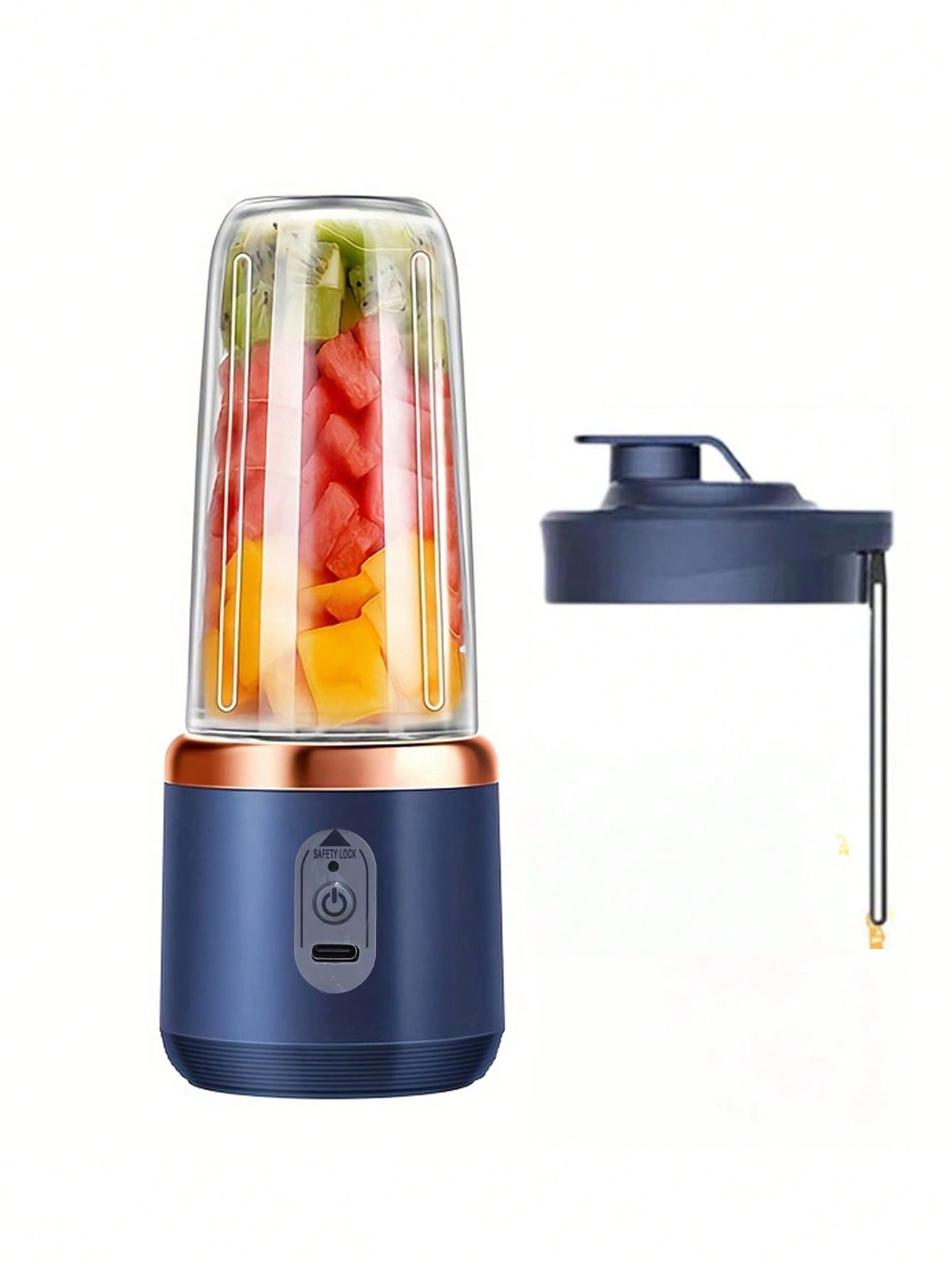 1 pièce 400ml Portable sans fil Juicer électrique, Mini Juicer à fruits USB C rechargeable avec 6 lames et double tasse, mixeur de tasse de jus multifonctionnel, parfait pour les légumes, les fruits et les milkshakes