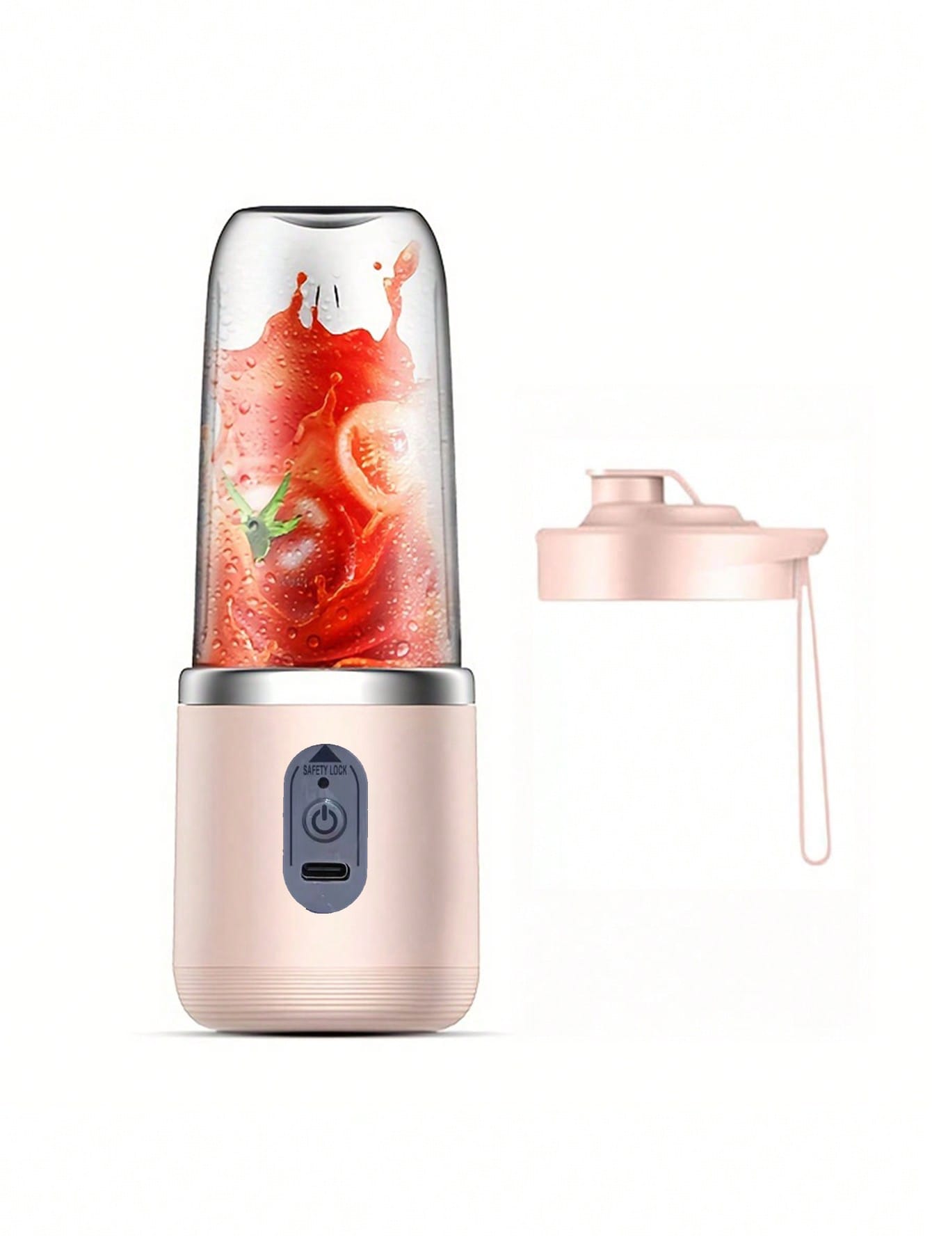 1 pièce 400ml Portable sans fil Juicer électrique, Mini Juicer à fruits USB C rechargeable avec 6 lames et double tasse, mixeur de tasse de jus multifonctionnel, parfait pour les légumes, les fruits et les milkshakes