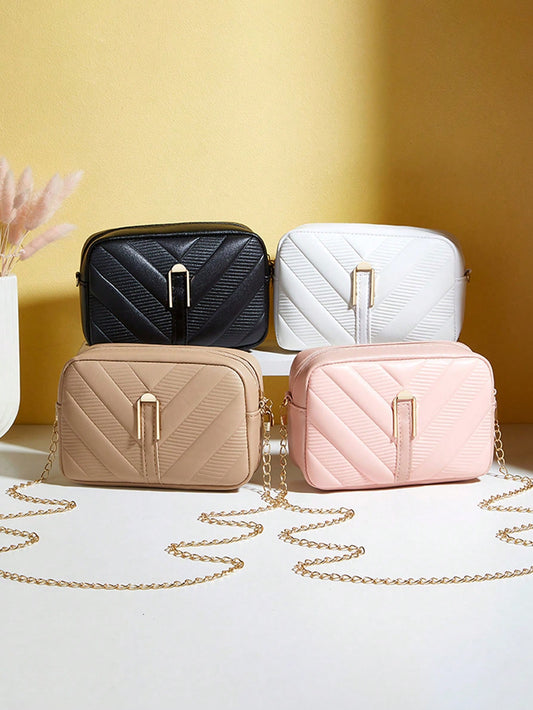 1 pièce Sac bandoulière embossé en forme de V pour femmes, convenant comme cadeau de vacances et de Noël