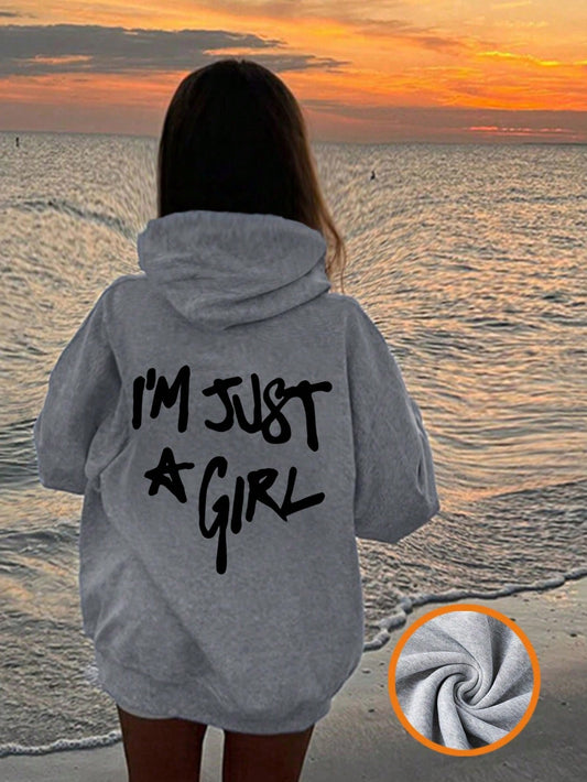sweat-shirt à capuche imprimé graphique casual pour jeune fille avec doublure thermique, automne/hiver