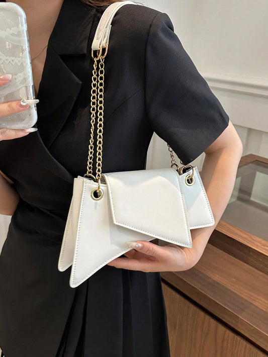 Sac bandoulière vert à chaîne en forme unique à la mode
