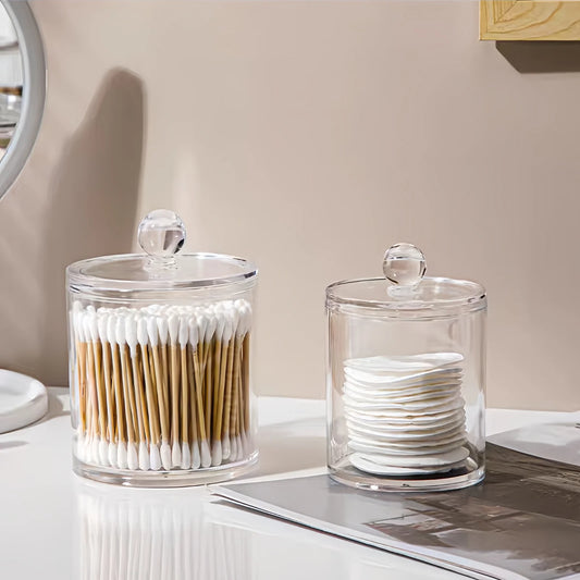 Boîte Organisatrice de Maquillage - Rangement pour Cotons-Tiges, Bijoux et Produits Cosmétiques, Boîte en Plastique