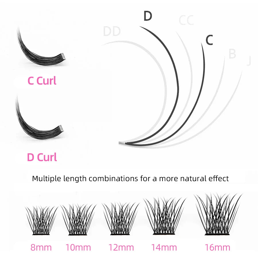 144 Paquets YUANZHIJIE Extensions de Cils Volume Prémontés : Kit d'extensions de cils individuels avec cils auto-adhésifs, fabriqué à partir de matériaux premium pour un maquillage professionnel et une finition parfaite.