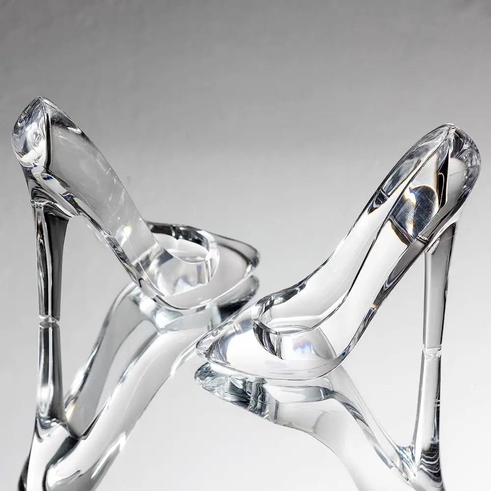 Ornements de chaussures en verre cristal transparent, sculptures décoratives de chaussures à talons hauts en acrylique, figurines pour chaussures de mariage.