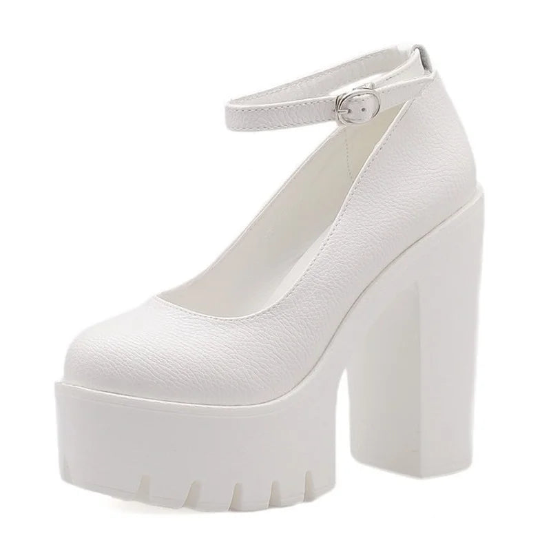Chaussures à talons hauts décontractées pour le printemps et l'automne, avec un talon épais et une plateforme sexy.