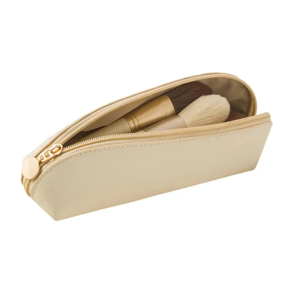 Sac à Pinceaux de Maquillage Portable en Cuir Synthétique, Trousse Élégante avec Fermeture Éclair pour Voyage et Accessoires de Bureau