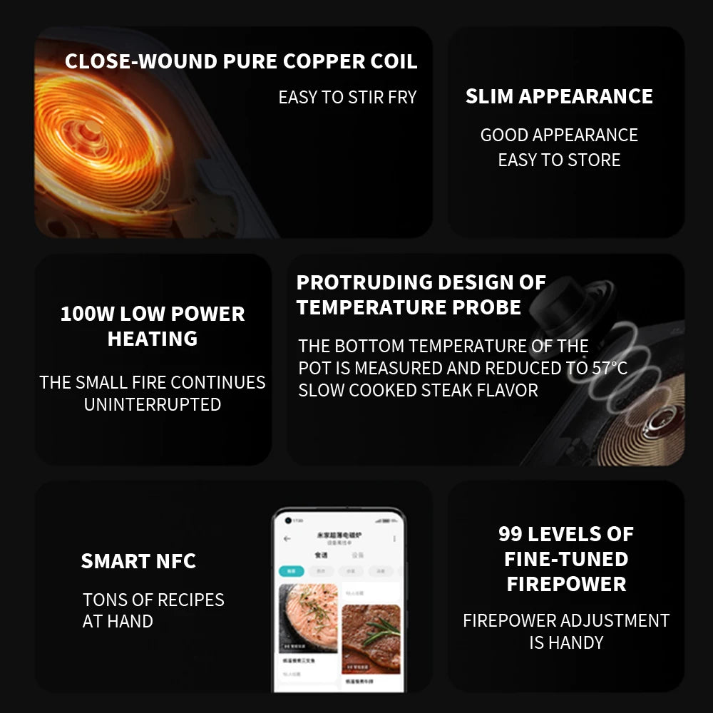 Xiaomi Mijia Cuisinière à Induction Ultra-fine 2100W - Cuisinière Connectée 23mm d'épaisseur, Compatible avec l'App Mijia ( cuisine )