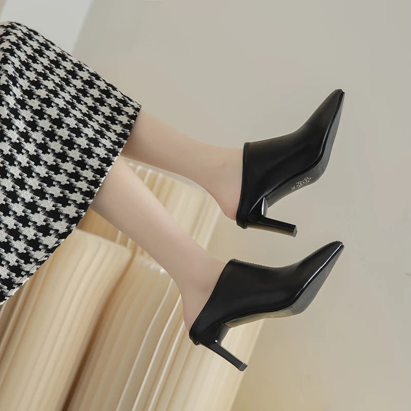 Pantoufles à talons aiguilles pour femmes, chaussures élégantes à talons hauts, sandales à dos nu pour l'automne, nouvelle mode , marque de robes élégantes.