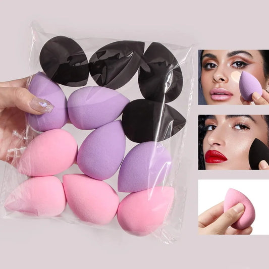 12 Éponges de Maquillage Multicolores - Blenders Doux pour Fond de Teint et Poudres, Accessoires de Beauté pour Femme.