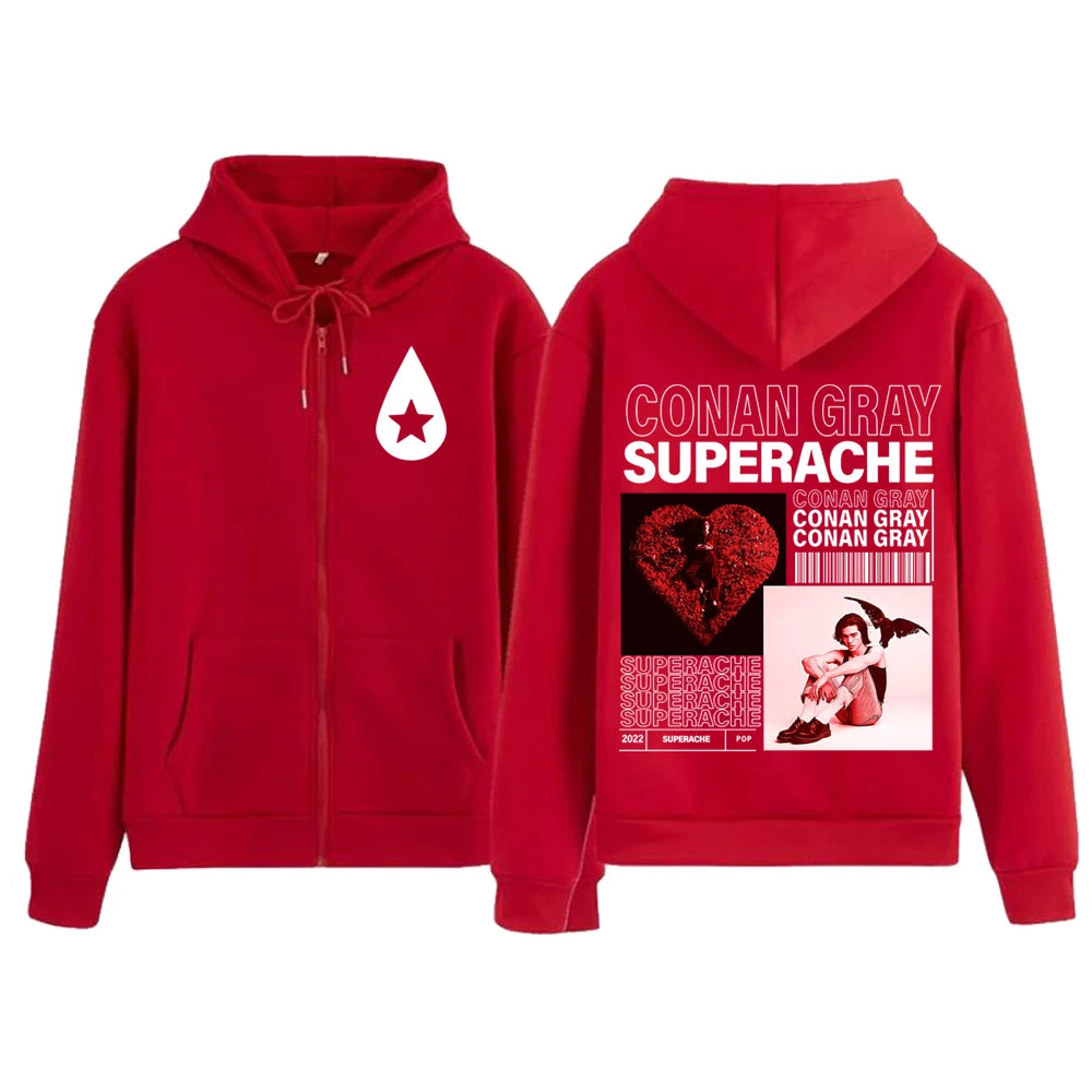 Hoodie Zippé Conan Gray "Found Heaven Superache" : Sweatshirt Streetwear Conçu pour les fans, parfait pour un style décontracté et tendance.
