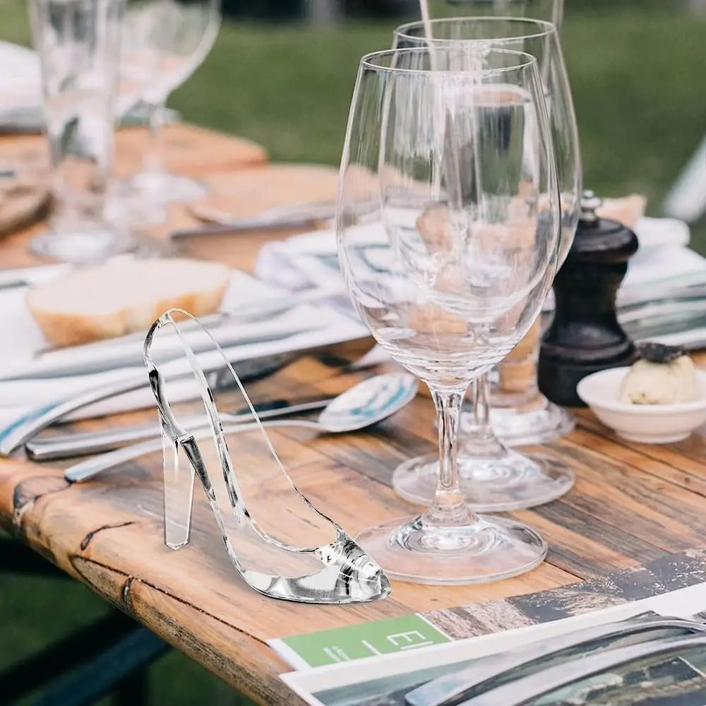 Ornements de chaussures en verre cristal transparent, sculptures décoratives de chaussures à talons hauts en acrylique, figurines pour chaussures de mariage.