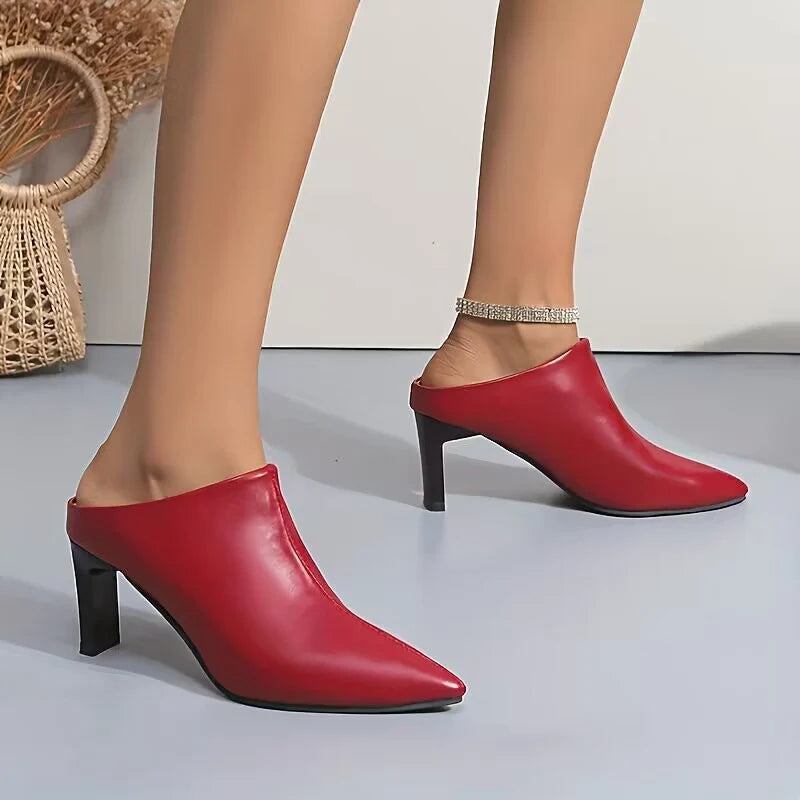 Pantoufles à talons aiguilles pour femmes, chaussures élégantes à talons hauts, sandales à dos nu pour l'automne, nouvelle mode , marque de robes élégantes.