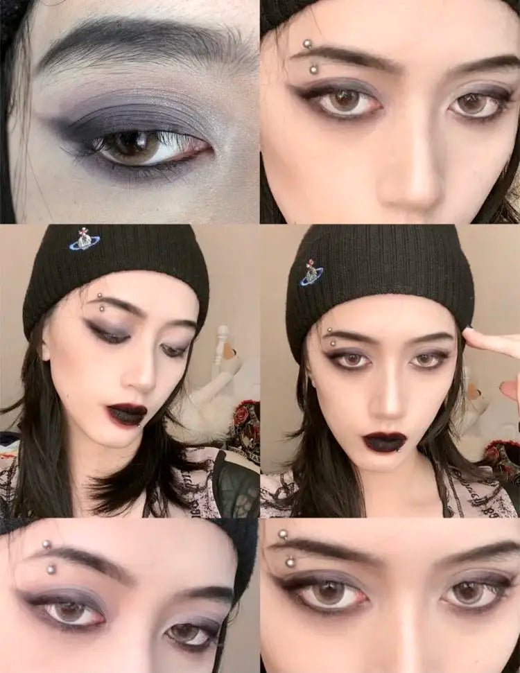 Palette de Fards à Paupières Neuf Couleurs - Orange, Marron, Pailleté, Mat et Brillant, Longue Tenue, Maquillage des Yeux