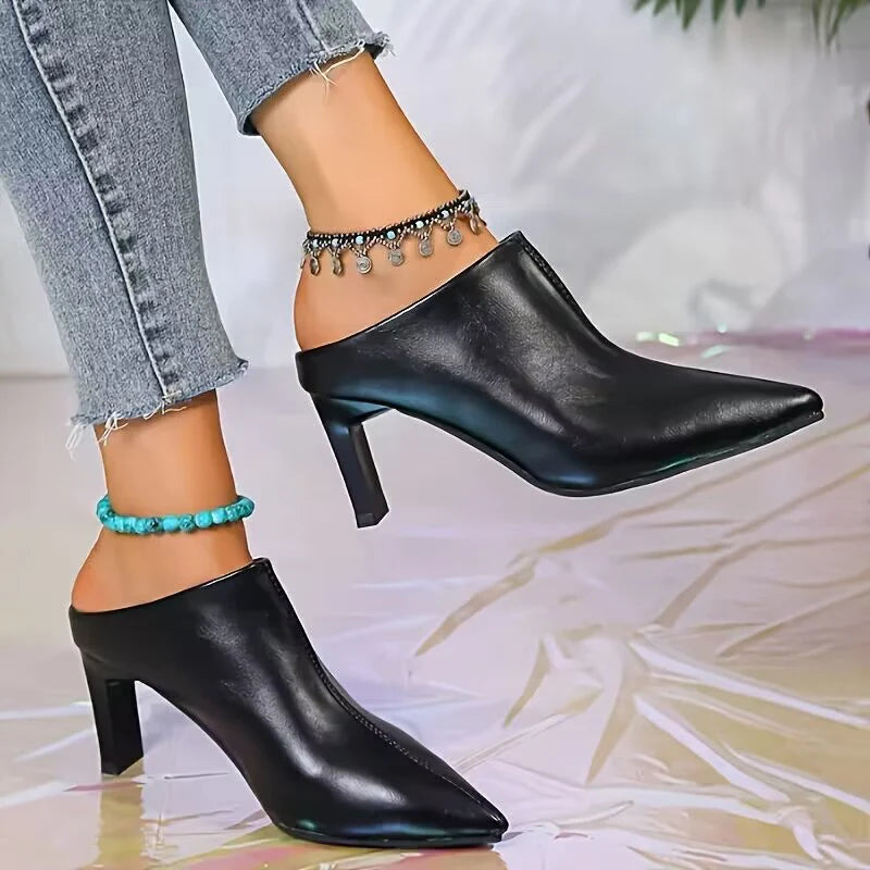Pantoufles à talons aiguilles pour femmes, chaussures élégantes à talons hauts, sandales à dos nu pour l'automne, nouvelle mode , marque de robes élégantes.