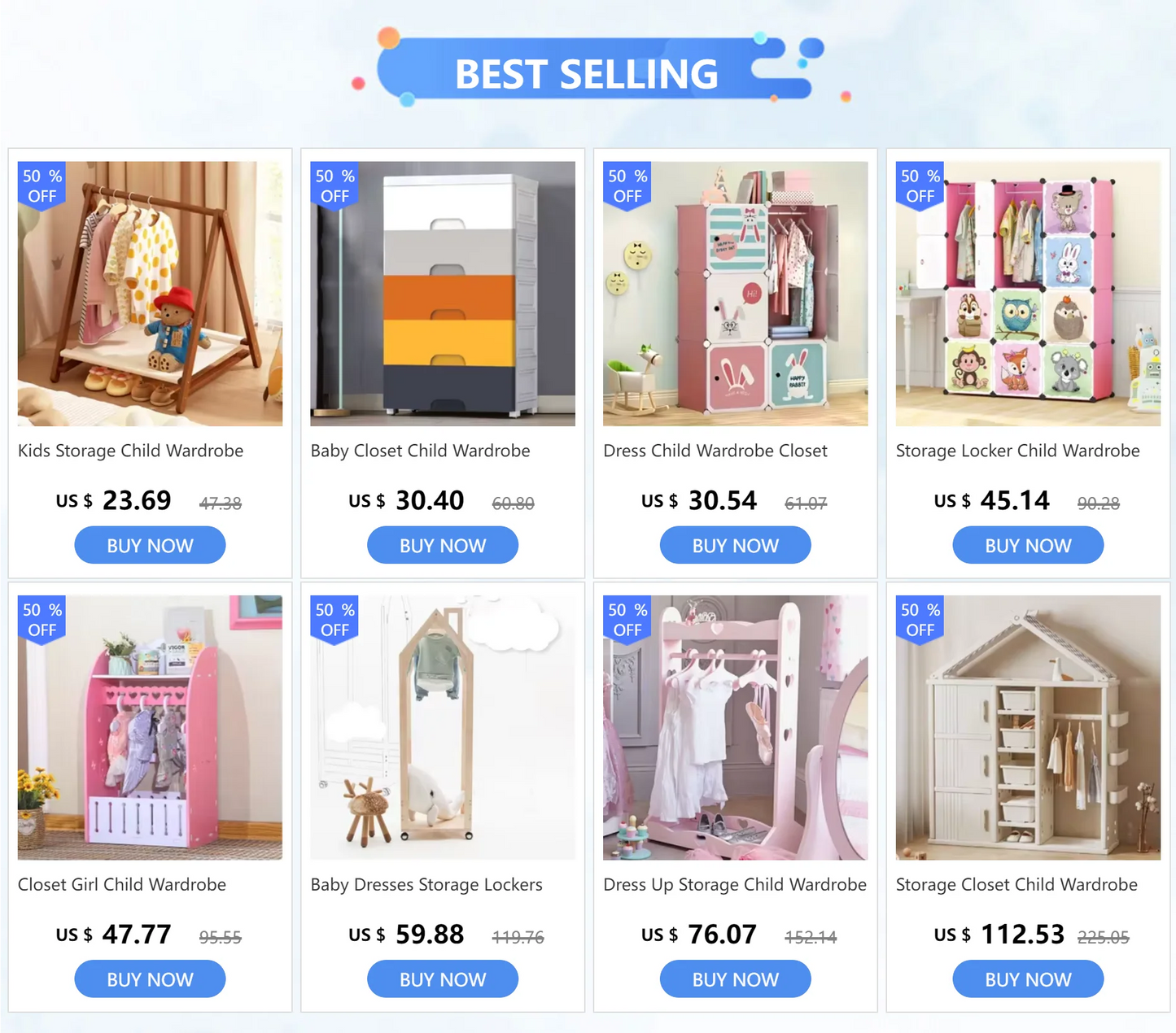 Armoire pour enfants – Rangement de chambre bébé avec miroir, penderie et organiseur pour vêtements et meubles de rangement