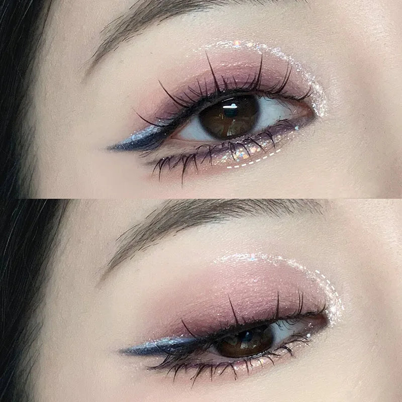 Palette de Fards à Paupières Neuf Couleurs - Orange, Marron, Pailleté, Mat et Brillant, Longue Tenue, Maquillage des Yeux