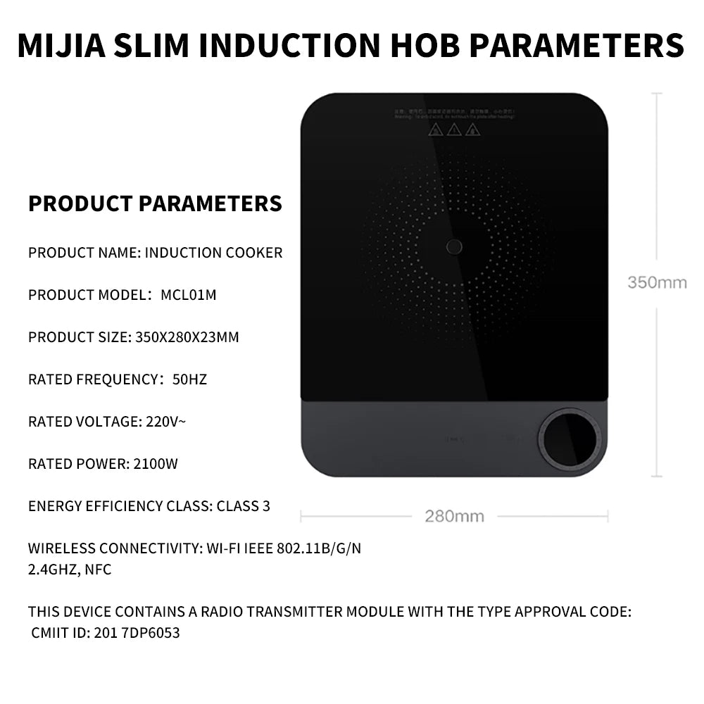 Xiaomi Mijia Cuisinière à Induction Ultra-fine 2100W - Cuisinière Connectée 23mm d'épaisseur, Compatible avec l'App Mijia ( cuisine )